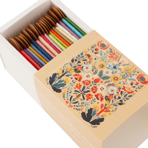 Wool Embroidery Thread,Darning Thread,50m Each Spool X 20Pcs,Darning Wool Blend Thread for Embroidery, Hand Sewing DIY,Machine Sewing,42S/2 (Colour A) - color: colour A