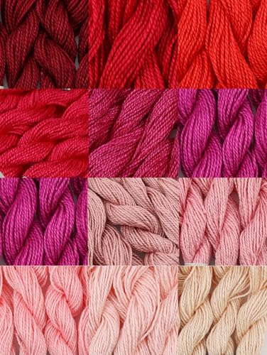 KCS 328 Yards(300 Meters) Mercerized Pearl Cotton Crochet Needlepoint Thread,Size 5, 12 skeins,Mixed Color 07 - color: 12color07, size: 12 skeins