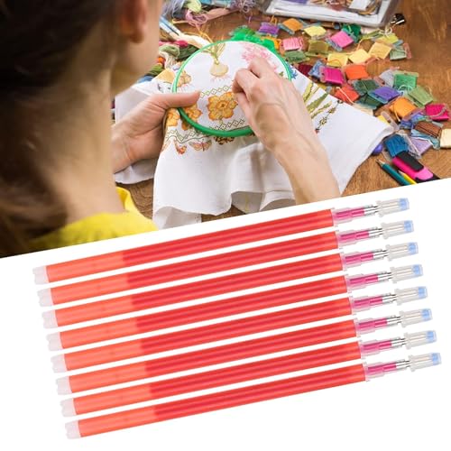 Pssopp Fabric Marker Pen Refills, Heat Erasable Smooth Writing Marking Supplies for Sewing Quilting Red Fabric 100 Pack