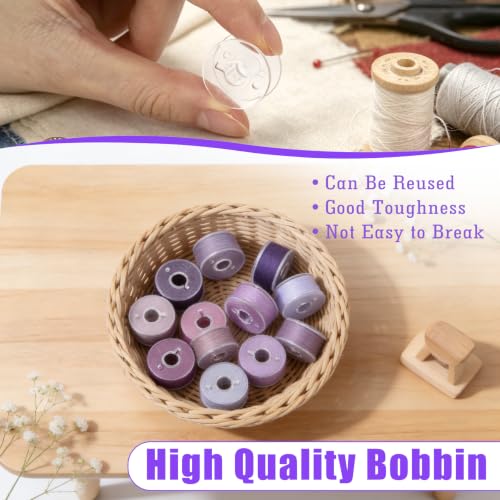 72 Pcs Pre-Wound Bobbins Sewing Thread 72 Colors (Purple) - color: Purple