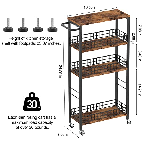 NOVIMANGO Slim Storage Cart Narrow Laundry Cart 4 Tier, Black - color: Brown