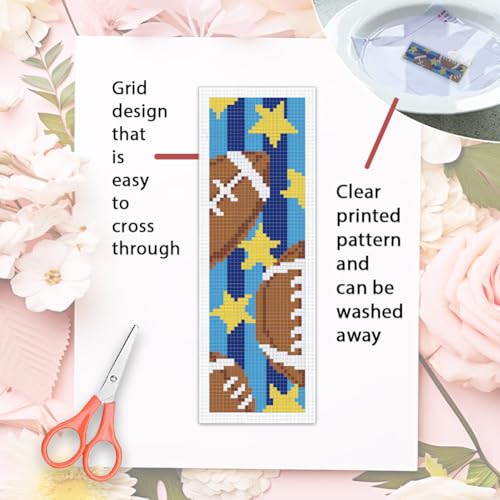ORIGACH 6 Rugby Set Cross Stitch Bookmark Kit for Beginner - style: Rugby