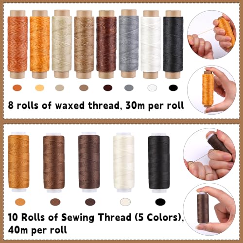 Upholstery Repair Kit, 71 Pcs Heavy Duty Sewing Kit, Leather Stitching Kit - color: Multicolor - Upgraded