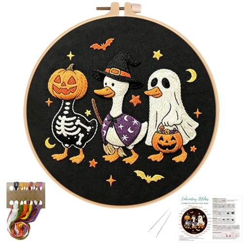 Nuberlic Halloween Embroidery Kit for Beginners Adults DIY Needlepoint - color: halloween