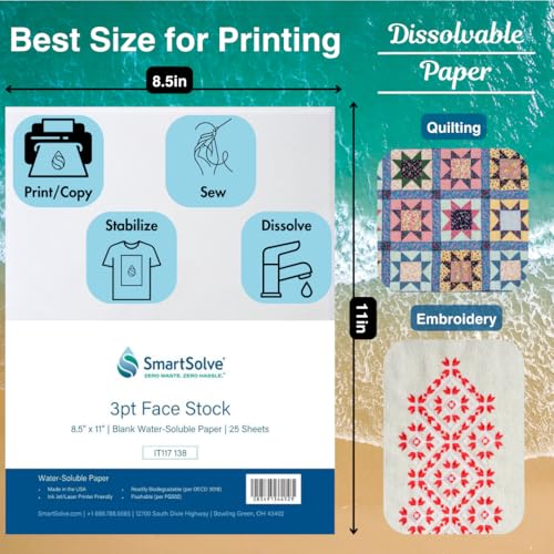 3 pt. Water-Soluble Paper | Dissolves Quickly in Water | Biodegradable | Eco-Friendly | Printer Compatible | Crafts, Drawing, Notes | Letter Size, 8.5” x 11” | Pack of 25 White Sheets - style: Pack of 25