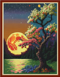 Redxing Cross Stitch Kit for Beginners Adults, 11CT Moonlight Scenery Stamped Kits Embroidery DIY Needlepoint Art Craft Kit, 15.7x19.7 inch - color: Style 11