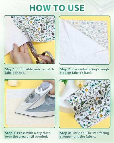 Medium Weight Woven Cotton Iron-On Fusible Interfacing,44"X 2yd 100% Cotton - size: Medium Weight