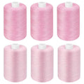 Pink Thread for Sewing, 6 Spools of 1000 Yards Polyester Quilting Thread - color: Pink+DustyPink