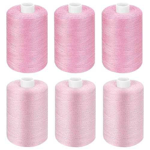 Pink Thread for Sewing, 6 Spools of 1000 Yards Polyester Quilting Thread - color: Pink+DustyPink