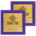 Rustic Wooden Square Picture Frames 8x8 - Set of 2 - Natural Solid Eco Wood with Real Glass for Wall Mounting and Tabletop Photo Frame - Purple - color: Purple