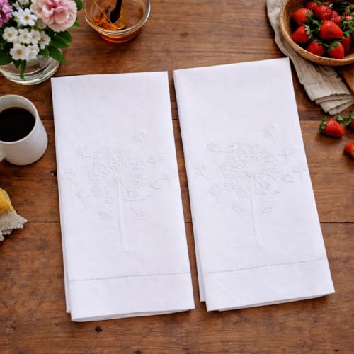 Bathroom Hand Towels Set of 2, White Dandelion - color: White Dandelion
