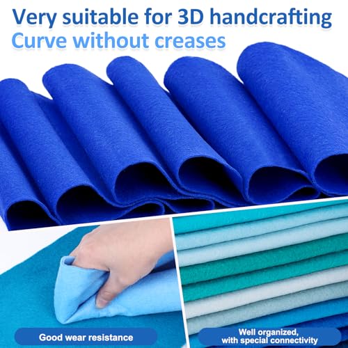 XSEINO 13 Rolls 8"x35" 1.4mm Thick Soft Felt Fabric Sheet 13 Assorted Blue Series Colors Felt Pack Pastel Felt Sheets for DIY Craft Sewing Squares Nonwoven Patchwork - color: Blue Hues