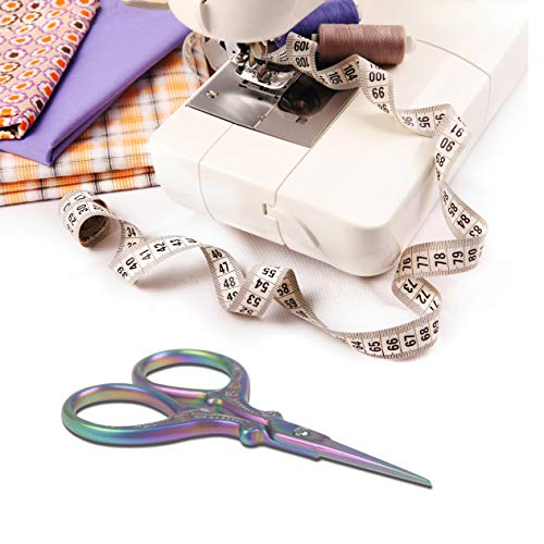 Sharp 3.6 inch Embroidery Scissors for Sewing, Crafting, Leather Sheath - color: Colorful
