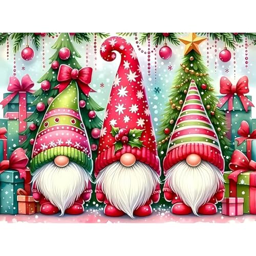 Christmas Stamped Cross Stitch Kits for Beginners Adults, Gnomes Dimensions Needlepoint Art Crafts,Counted Cross Stitch Kits Embroidery Kits for Beginners Adults for Home Decor 15.7X11.8inch - color: Cross Stitch-1011-2