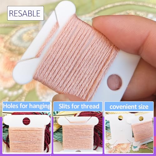 300 Plastic Embroidery Floss Bobbins Embroidery Floss Organizer, Plastic Embroidery Thread Cards for Cross Stitch Thread Holder Sewing Storage for DIY Sewing Craft(White)
