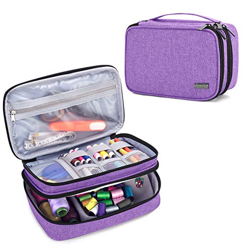 Luxja Double-Layer Sewing Organizer, Purple - color: Purple