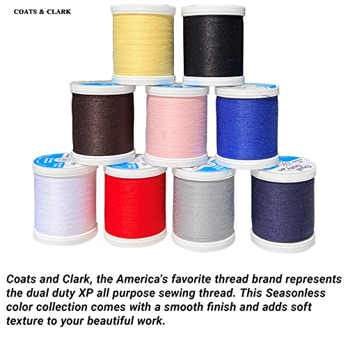 Coats&Clark Threads 9 Bobbins,125 Y Bundle with Black/White Spools 400 Y