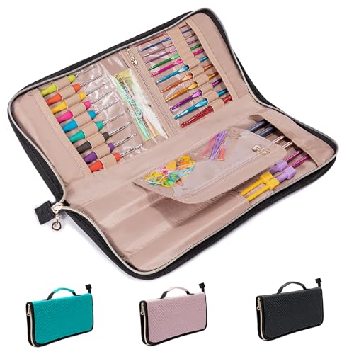 MYBAGZING Crochet Hook Case Organizer, Knitting Needle Case up to 14 Inches - color: Teal, size: 14 Inches