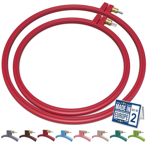 Maker Susan Plastic Embroidery Hoop, Hello Series Cross Stitch Hoops for Beginners, Punch Needle Hoop, Embroidery Frames for Sewing, Needlework, Embroidery Projects (Red, 2 Pcs Set) - style: Red