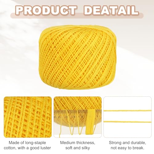 MECCANIXITY Crochet Thread Pearl Cotton Size 3 Yellow Pearl 164 Yards for Crocheting Tatting Knitting Embroidery Sewing - color: Yellow