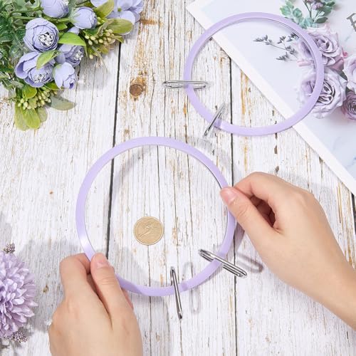 GORGECRAFT 2Pcs Plastic Embroidery Hoops Spring Tension Shed Embroidery Hoop Cross Stitch Hoops Circle Round Ring Frame for Handy Sewing Embroidery Cross Stitch Beginners 6.1 x 5.1 x 0.7inch - size: 6.1 x 5.1 x 0.7 inch