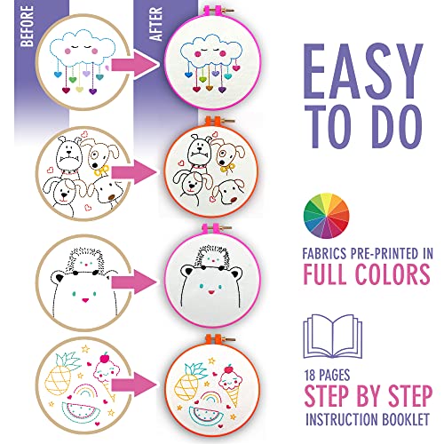 Embroidery Kit for Kids Ages 7-13 - 10 Pre-Stamped Beginner Patterns - color: 10 Embroidery kit