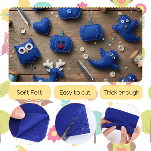 60PCS Felt Sheets Fabric, 4" X 4" Soft Felt Fabric for Crafts, Royal Blue - color: Royal Blue