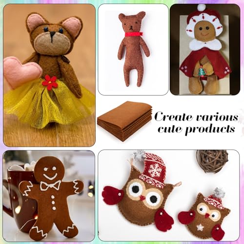 10 Pcs Brown Felt Sheets, 8" X 12" Soft Felt Sheets for Crafts, Felts Sheet for Crafts Sewing Quilting Project Patchwork