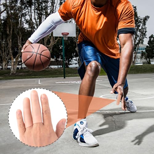 PAGOW 10pcs Gel Finger Support Protector Caps Gloves,Gel Finger Cots/Covers - color: [10pcs Long] Small, Beige