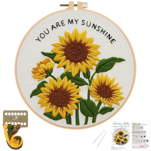 Nuberlic Sunflower Embroidery Kit for Beginners - color: Sunflower