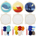 Allazone 3 Set Punch Needle Embroidery Kits, Punch Needle Kits for Adults Beginner, Punch Needle Tool with Punch Needle Cloth, Yarns and Sewing Needles (Camel, Whales), animal - color: animal