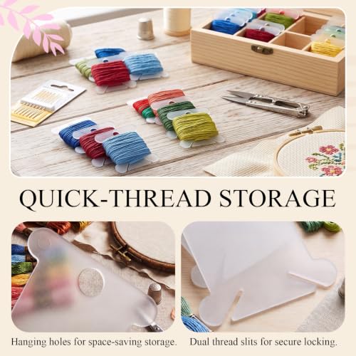 Tranqun 500 Pcs Plastic Embroidery Floss Bobbins, Thread Organizer,Clear - color: Clear
