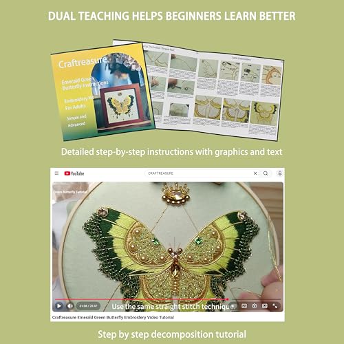 Bead Embroidery Kit for Adults with Instructions Video and Gift Box - color: Green - Easy