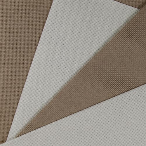 KCS 4/6 pc of 12" x 18" 30cmx45cm 16CT Counted Cotton Aida Cloth Cross Stitch Fabric (Cream+Khaki, 4 pc) - color: Cream+khaki, size: 4 pc