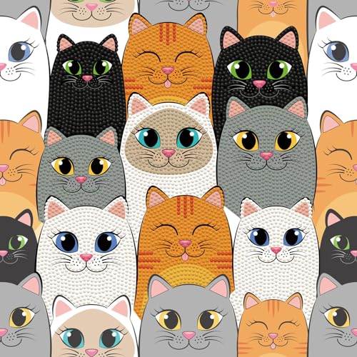 DIAMOND DOTZ Cat Clan Diamond Painting Kit for Adults, Diamond Art Craft - color: Multicolor