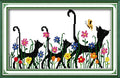 CaptainCrafts Cross Stitch Kits for Adults Stamped 11CT Cats Pattern - color: Cats Mother and Sons Travel Together, style: Stamped