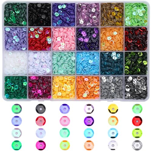21600 Pcs Loose Sequins Bulk, 24 Colors 5MM Embroidery Sequins - size: 5mm