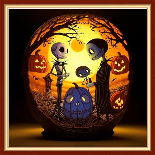 Findvoor Stamped Cross Stitch Kits for Beginners Full Range of Cross Stitching Embroidery Pattern for Adults, 11CT DIY Needlepoint Embroidery Starter Kits-Skeleton Couple 17.7x17.7 inch - color: StampedKits 05