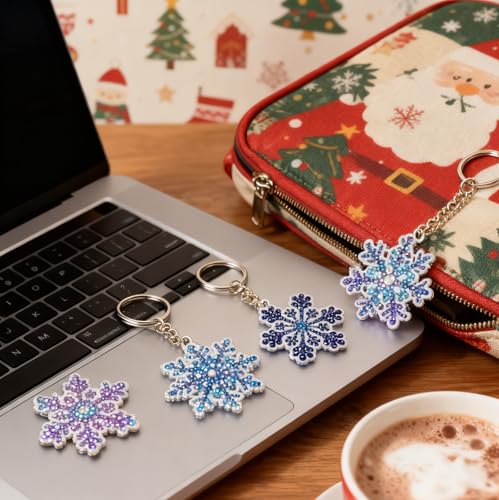 Tondiamo 20 Pcs Snowflake Diamond Painting Keychain Kits - style: Snowflake Style