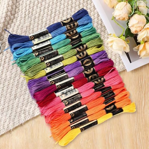 18 Skeins 157.5 Yards Colorful Cross Stitch Floss for Sewing DIY - color: Vibrant Colors