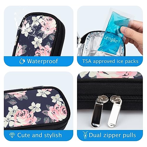 YOUSHARES Insulin Cooler Travel Case - Portable Refrigerated Medicine Case for Insulin Pen, Medication and Diabetic Supplies with 2 TSA Approved Ice Pack - color: Roses