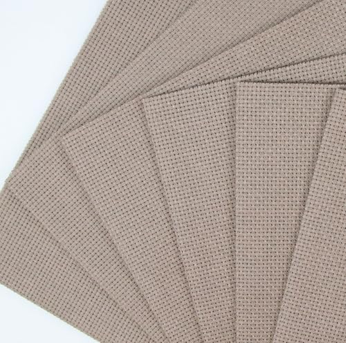 KCS 4/6 pc of 12" x 18" 30cmx45cm 16CT Counted Cotton Aida Cloth Cross Stitch Fabric (Coffee, 6 pc) - color: Coffee, size: 6 pc