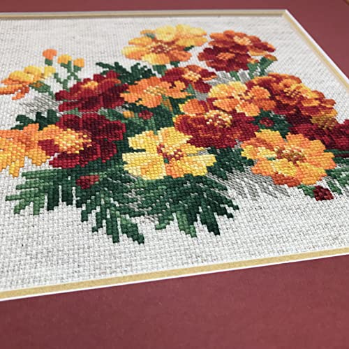 RIOLIS 1556 Marigolds Counted Cross Stitch Kit 7.75 x 7.75 in - style: Marigolds 1556