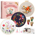 Meyocky Embroidery Kit for Beginners with Floral Leaf Patterns Stitch Video - color: Floral
