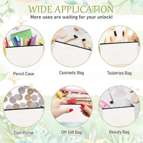 Legigo Blank Canvas Bags Zipper Pouch Makeup Bags Pencil Pouch Bulk - color: Off White