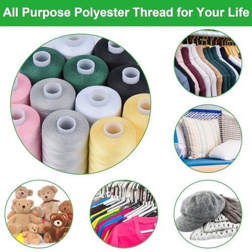 Simthread All Purpose Sewing Thread, 4 Spools Each 1000 Yards of Polyester Threads for Sewing Machine, Sewing Machine Supplies for Beginners, Hand Stitching, Quilting, Serger (4 White) - color: White