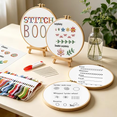 TITINICE Upgraded Embroidery Stitch Book Kit, Large-Format Learning Book