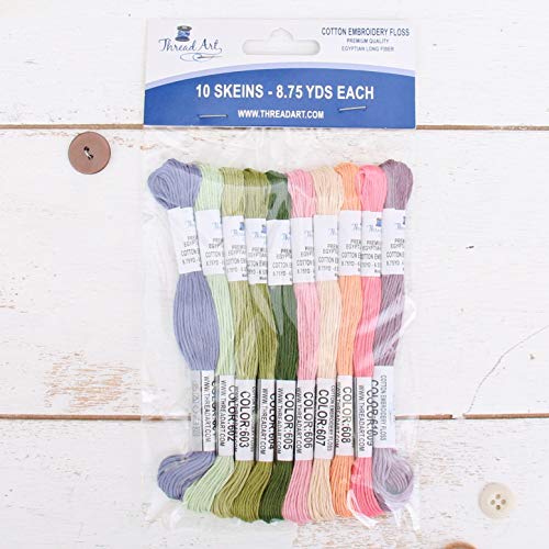 ThreadArt Embroidery Floss Kit in Spring Flower Colors - Six Strand Set - color: SPRING FLOWER COLORS