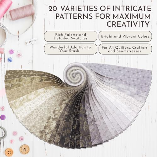 Tinyspool & Co.'s Twirlie Roll 40 Precut Quilting Fabric Strips for Quilting Supplies, Crafting, Sewing, Soft Cotton Strip for Blanket, Rug, Upholstery, Home Decor, and Purse Making, Alchemist's Dream - color: Alchemist's Dream