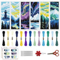 ACRNIGHEET 6PCS Cross Stitch Bookmark Kits for Beginners Stamped Pattern - style: Landscape Patterns 2